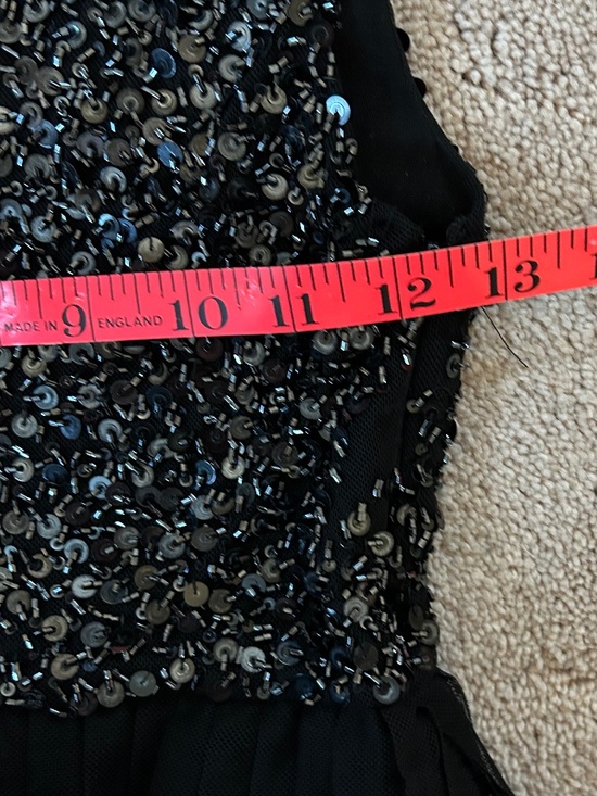 Alice + Olivia Tulle and sequins cocktail dress black silver sz XS - Picture 8 of 9